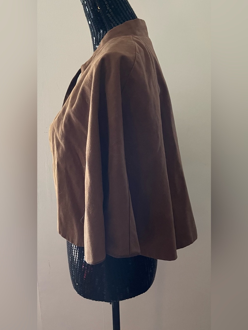 Hand Made Brown Tie-Front Cape - Picture 2 of 6